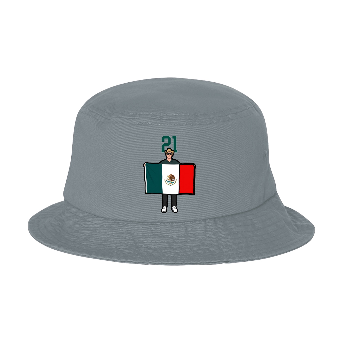 Bucket Cap — Number Top in Grey