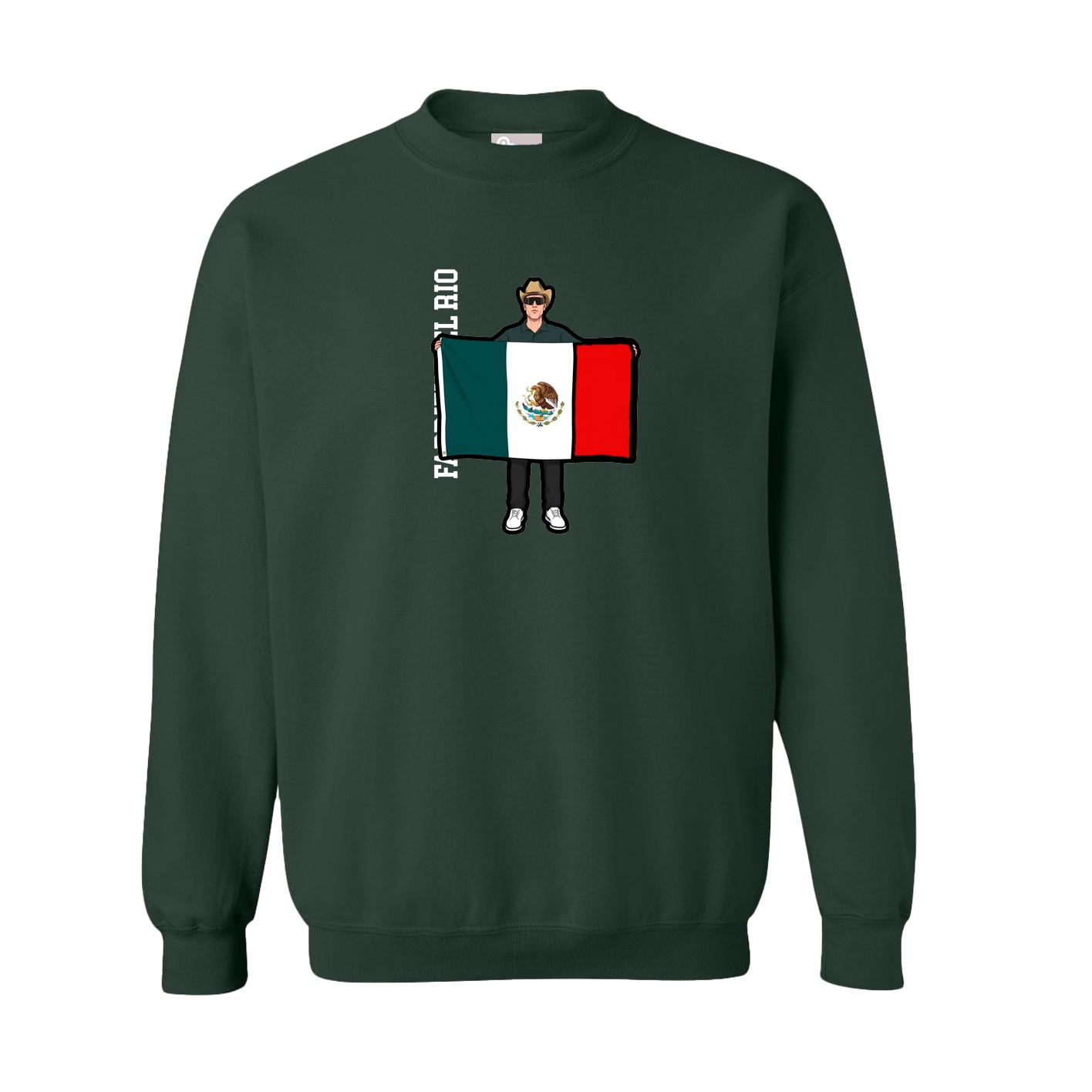 Fleece Crew — Name Vertical in Green