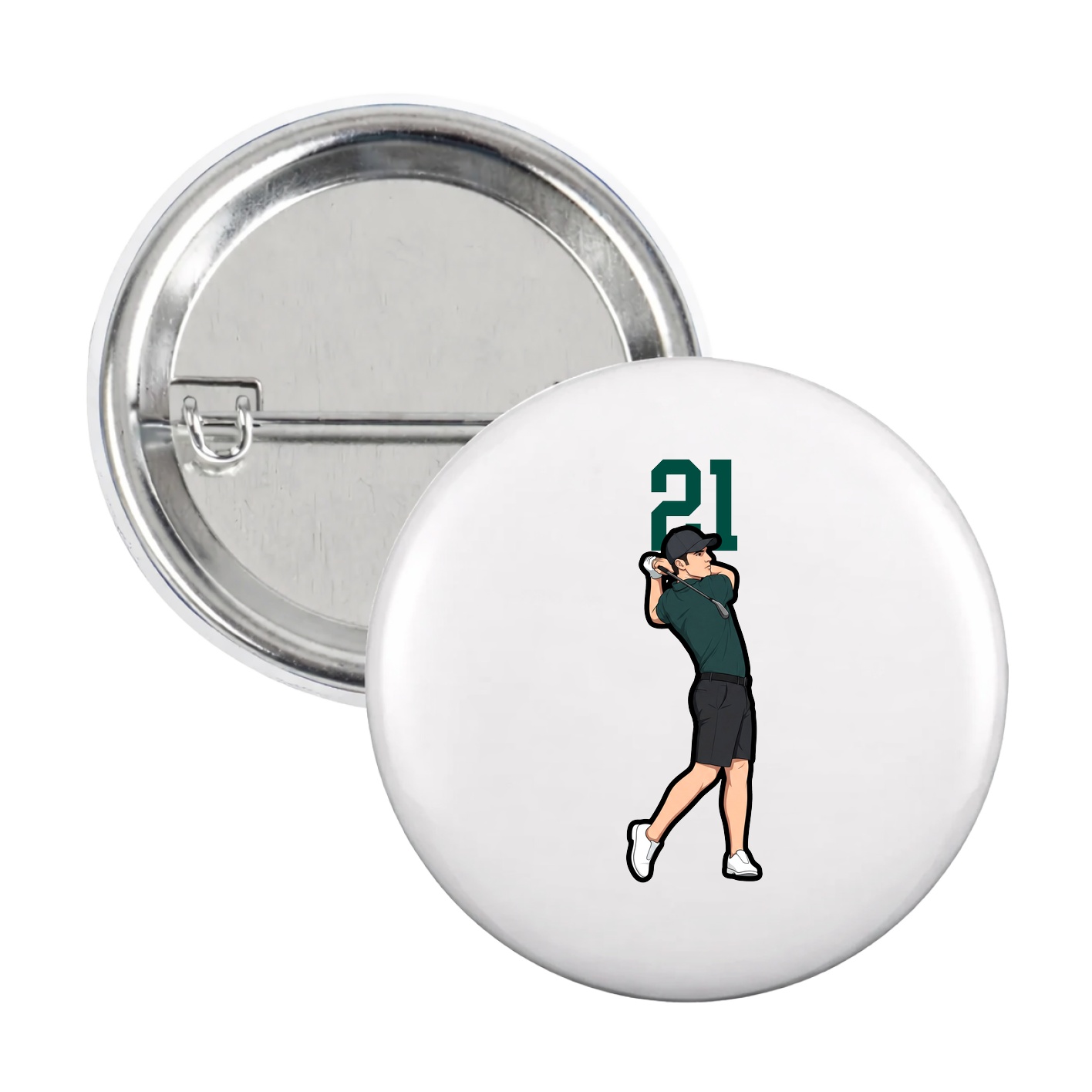 Game Day Button — Number Top in White