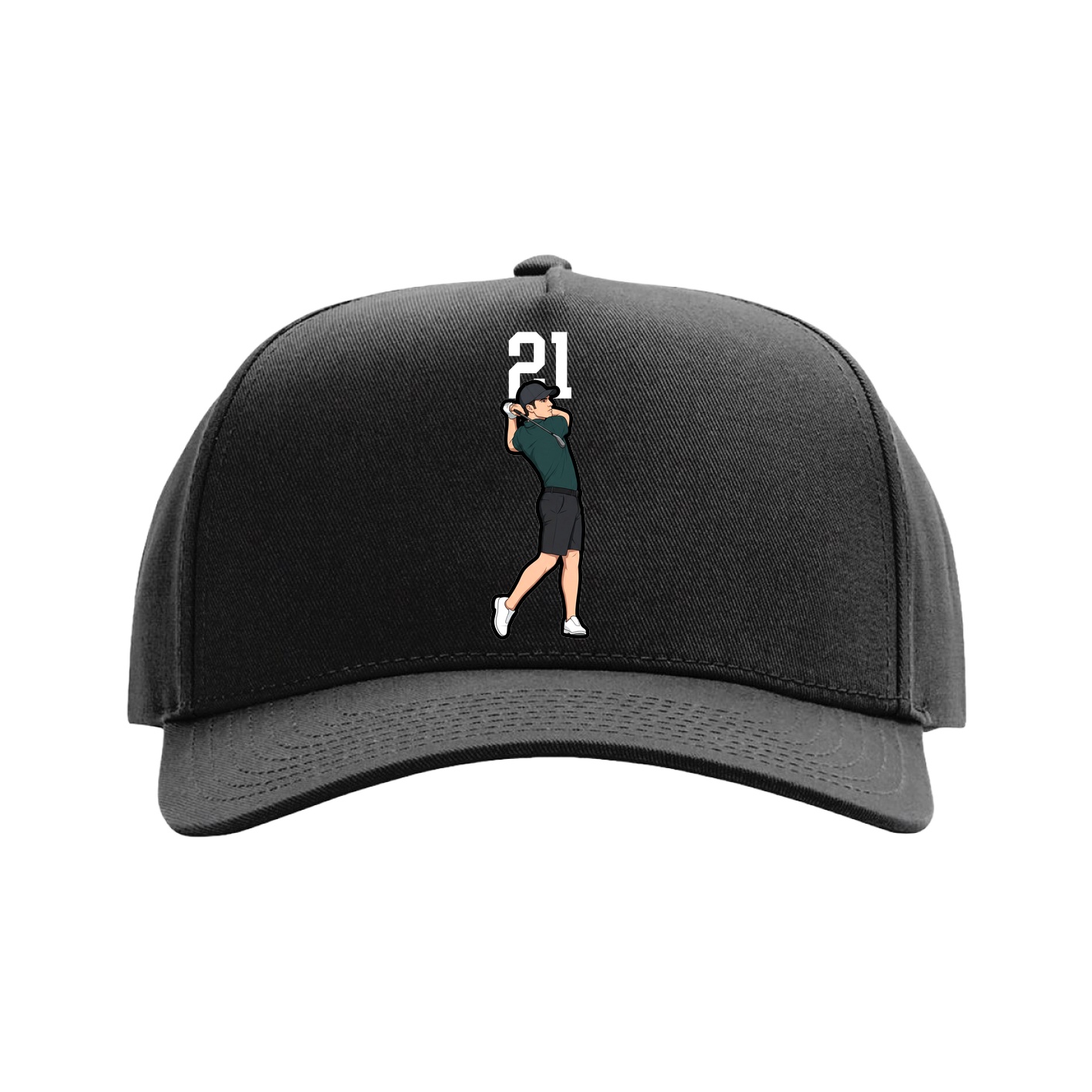 Full Fabric Five-Panel Champ Cap — Number Top in Black
