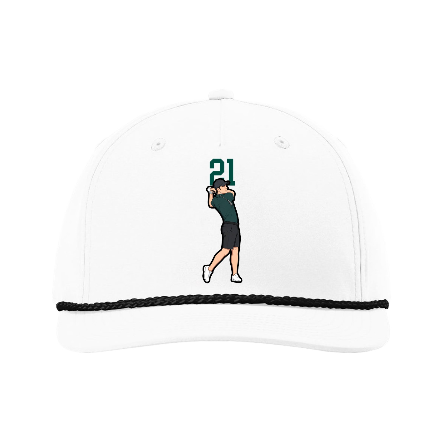 Five-Panel Classic Rope Cap — Number Top in White