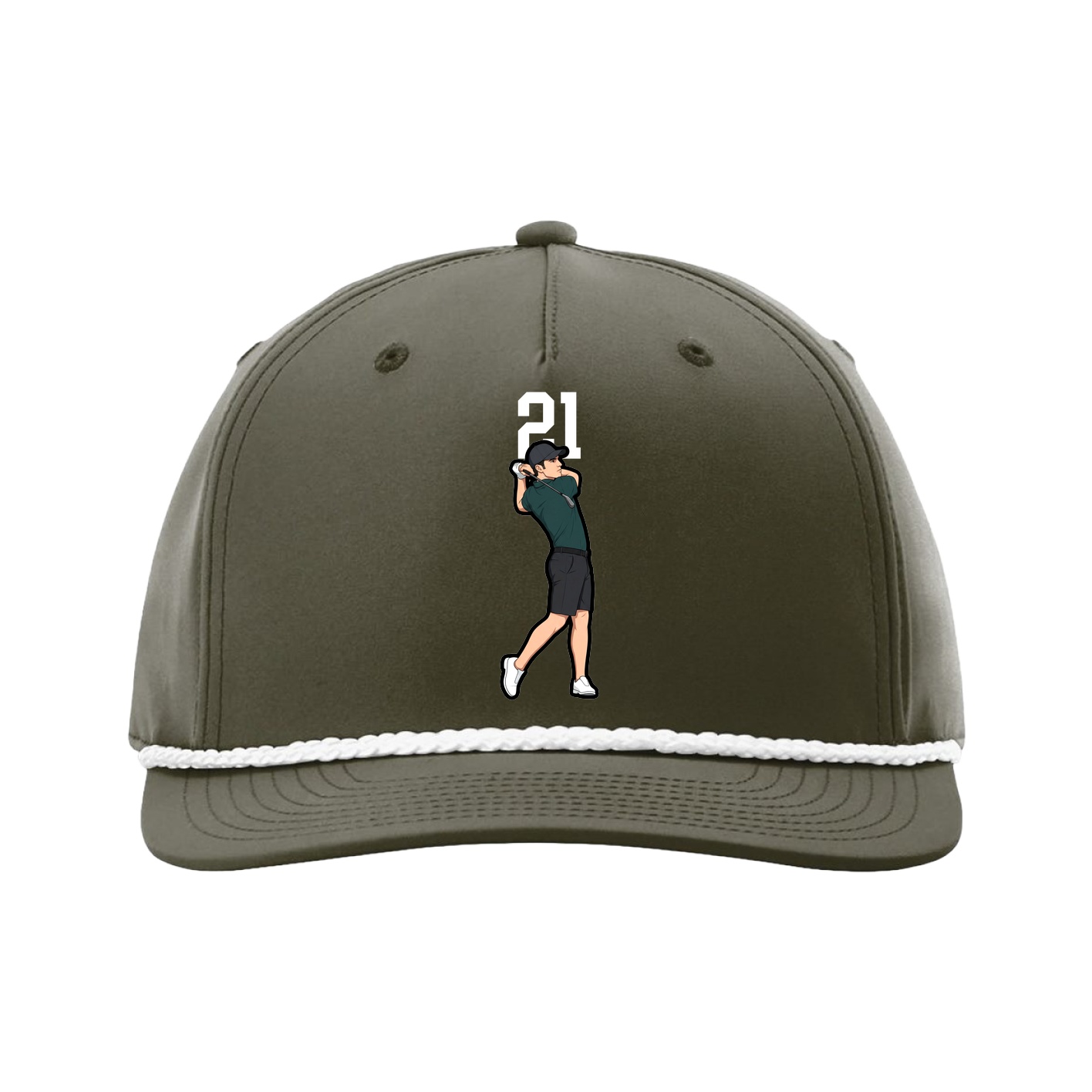 Five-Panel Classic Rope Cap — Number Top in Green