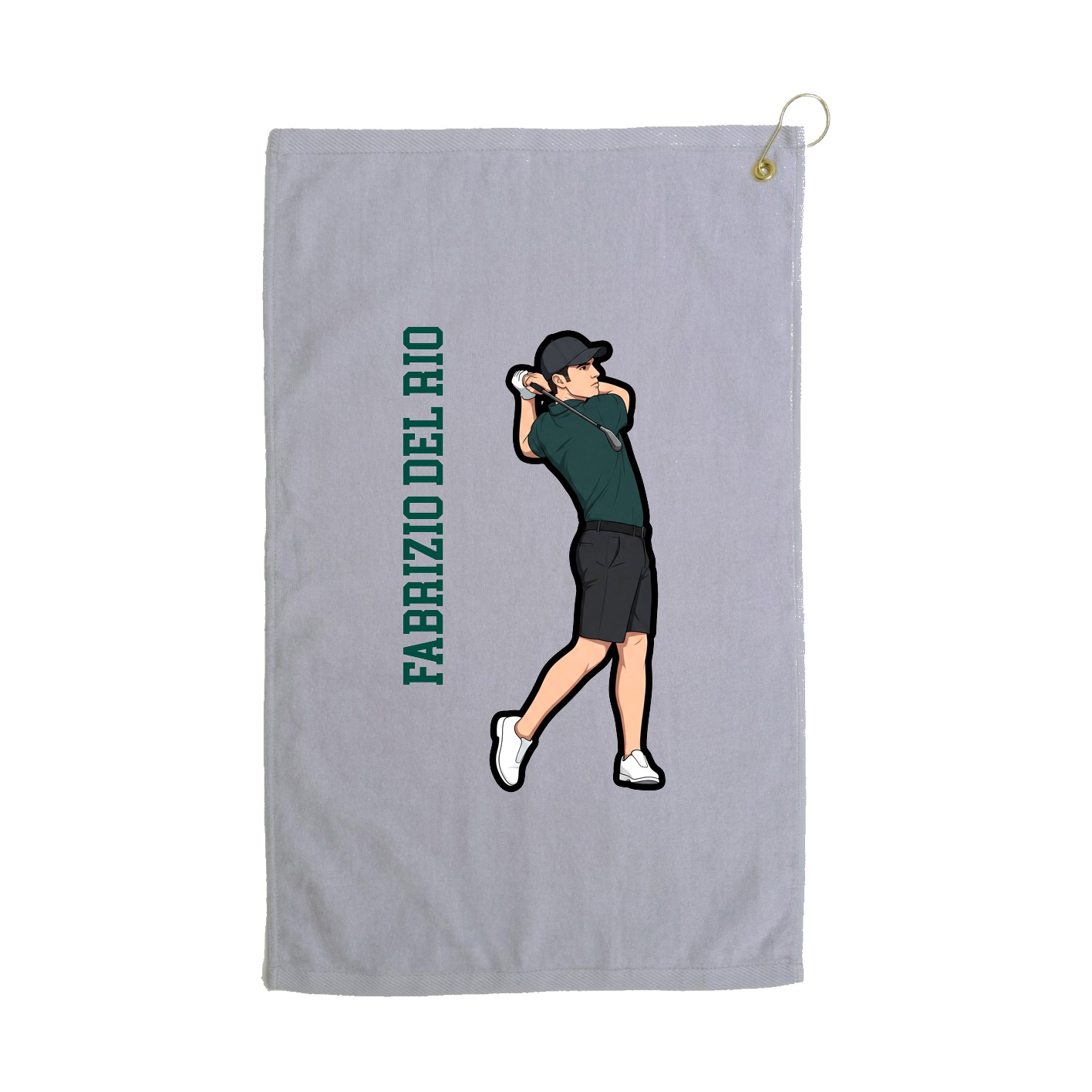 Golf Towel — Name Vertical in Grey