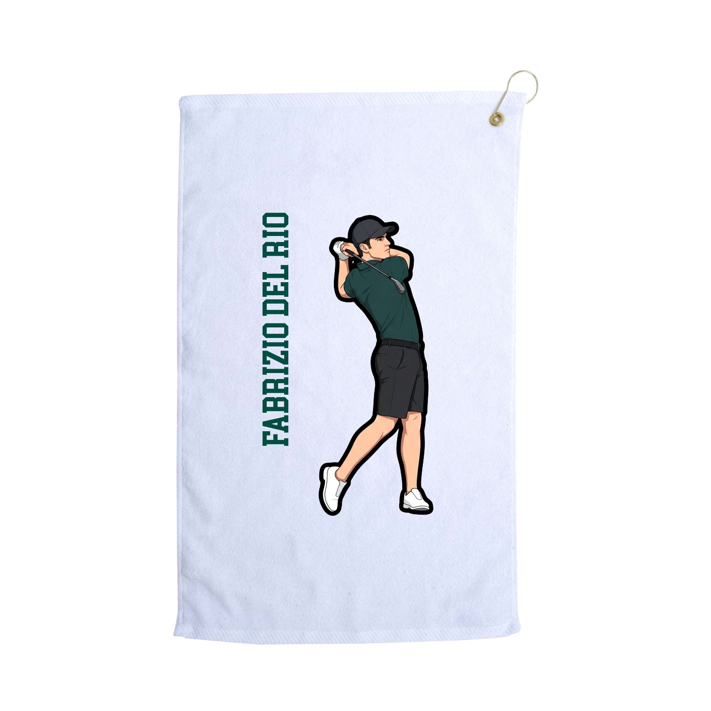 Golf Towel — Name Vertical in White