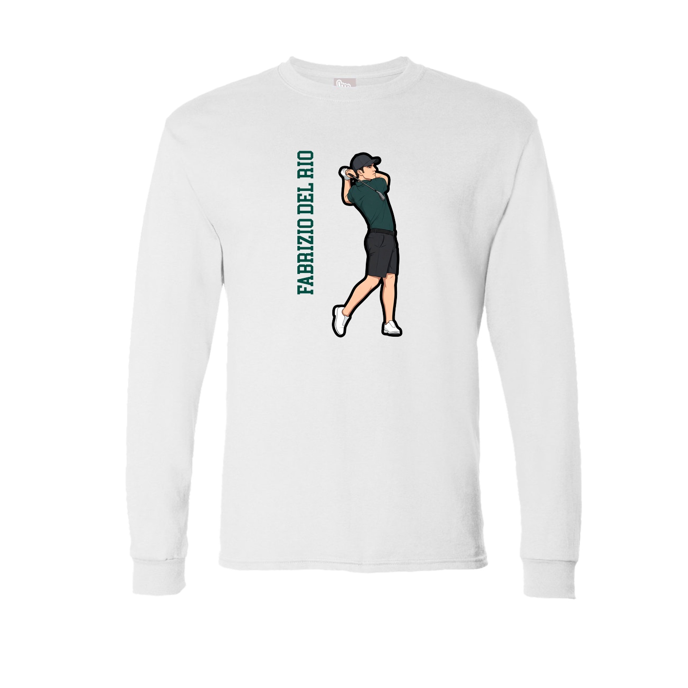 Long Sleeve Tee — Name Vertical in White