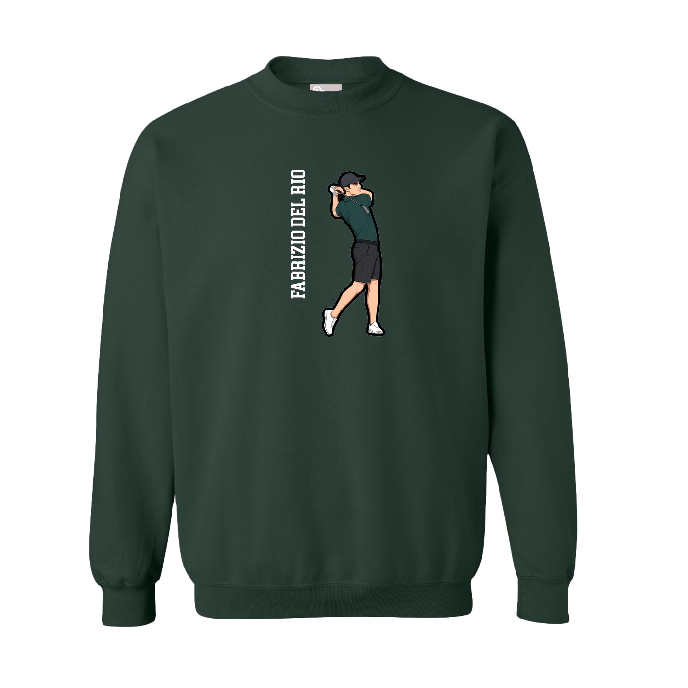 Fleece Crew — Name Vertical in Green