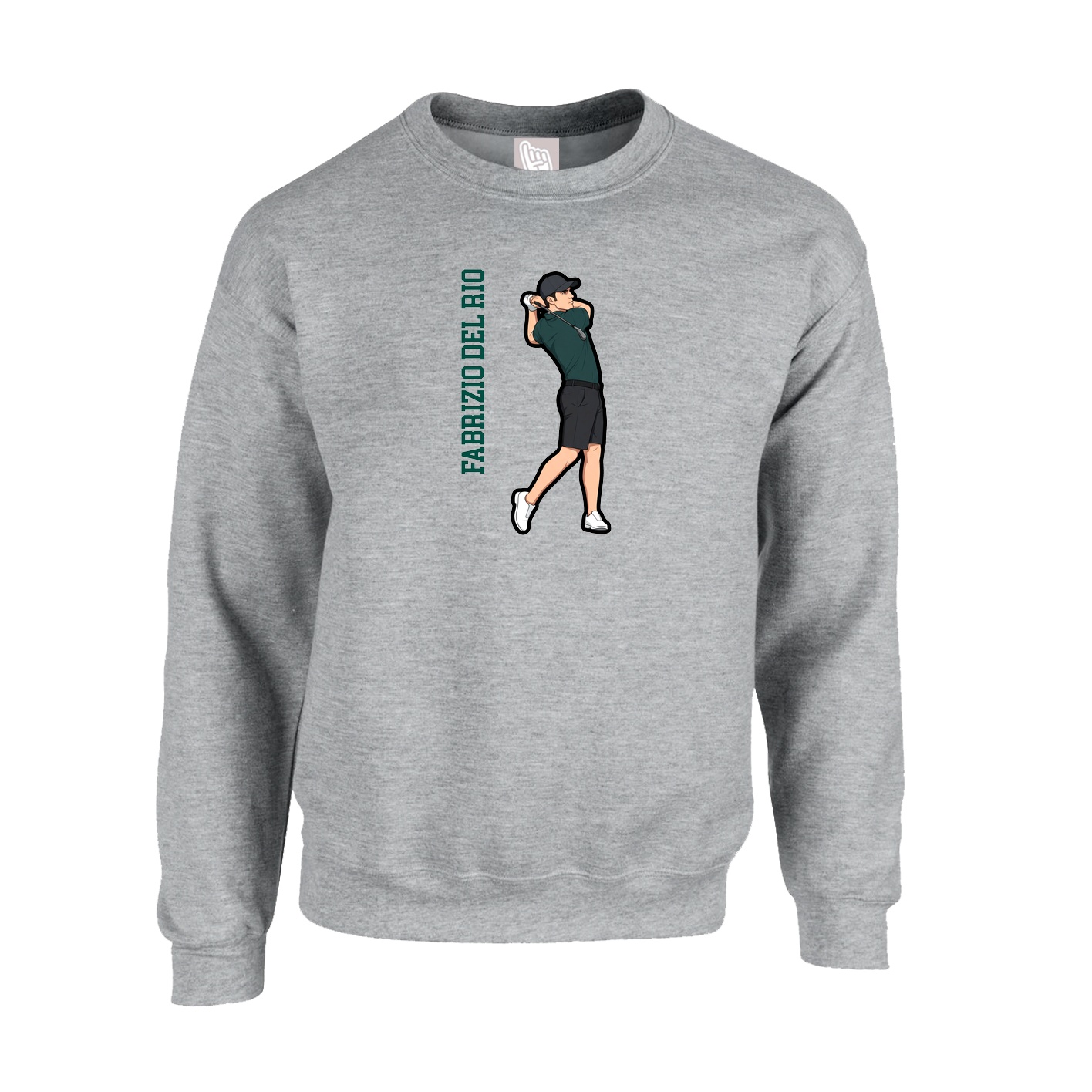 Fleece Crew — Name Vertical in Grey
