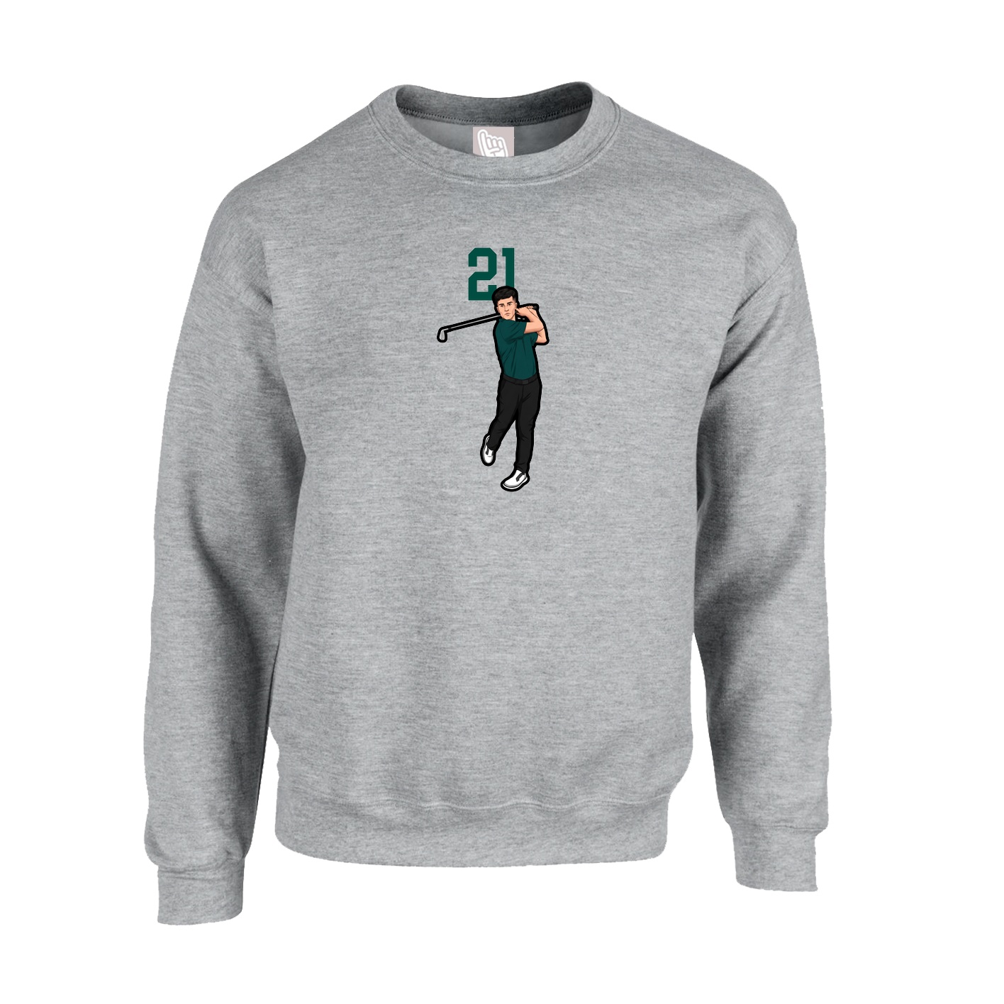 Fleece Crew — Number Top in Grey