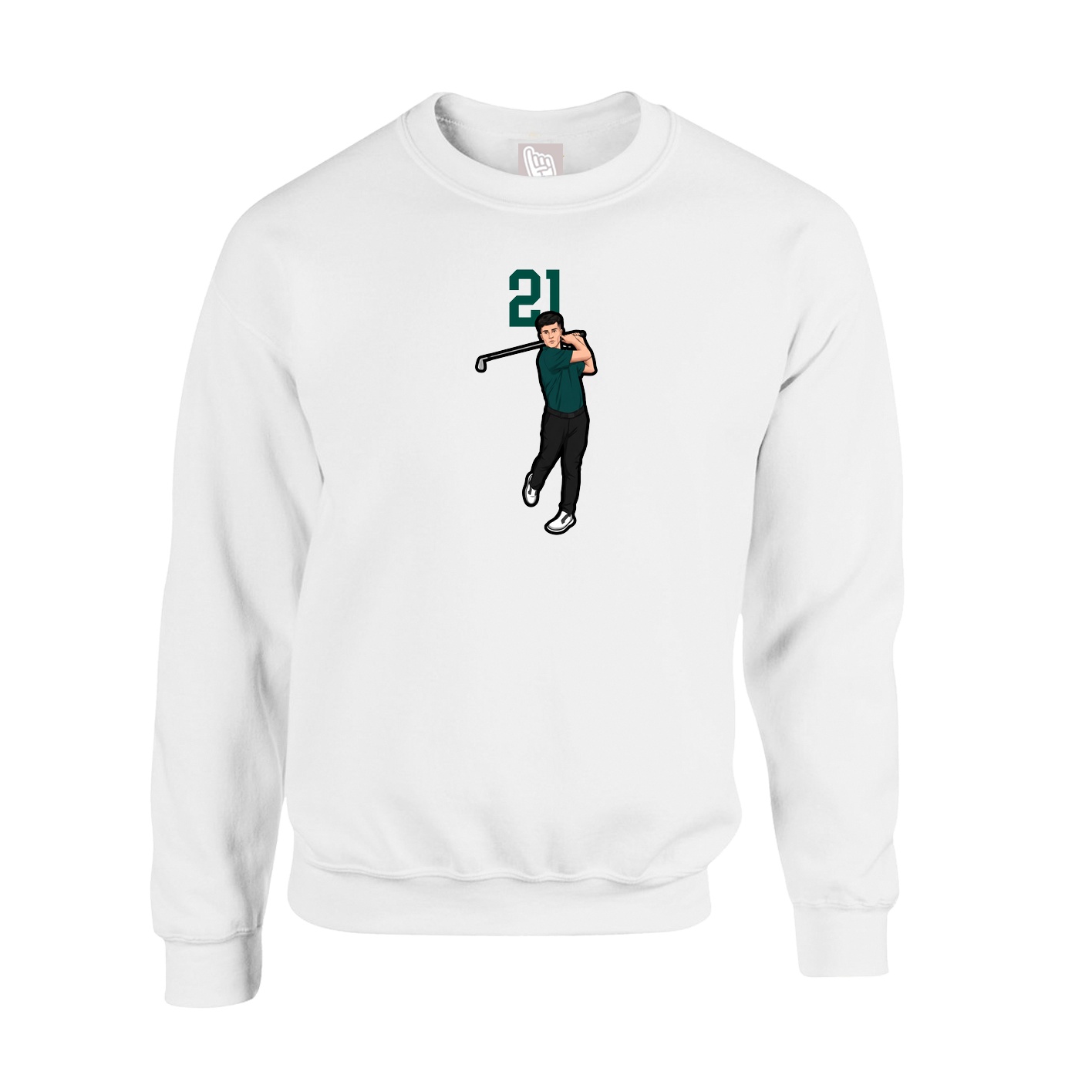 Fleece Crew — Number Top in White
