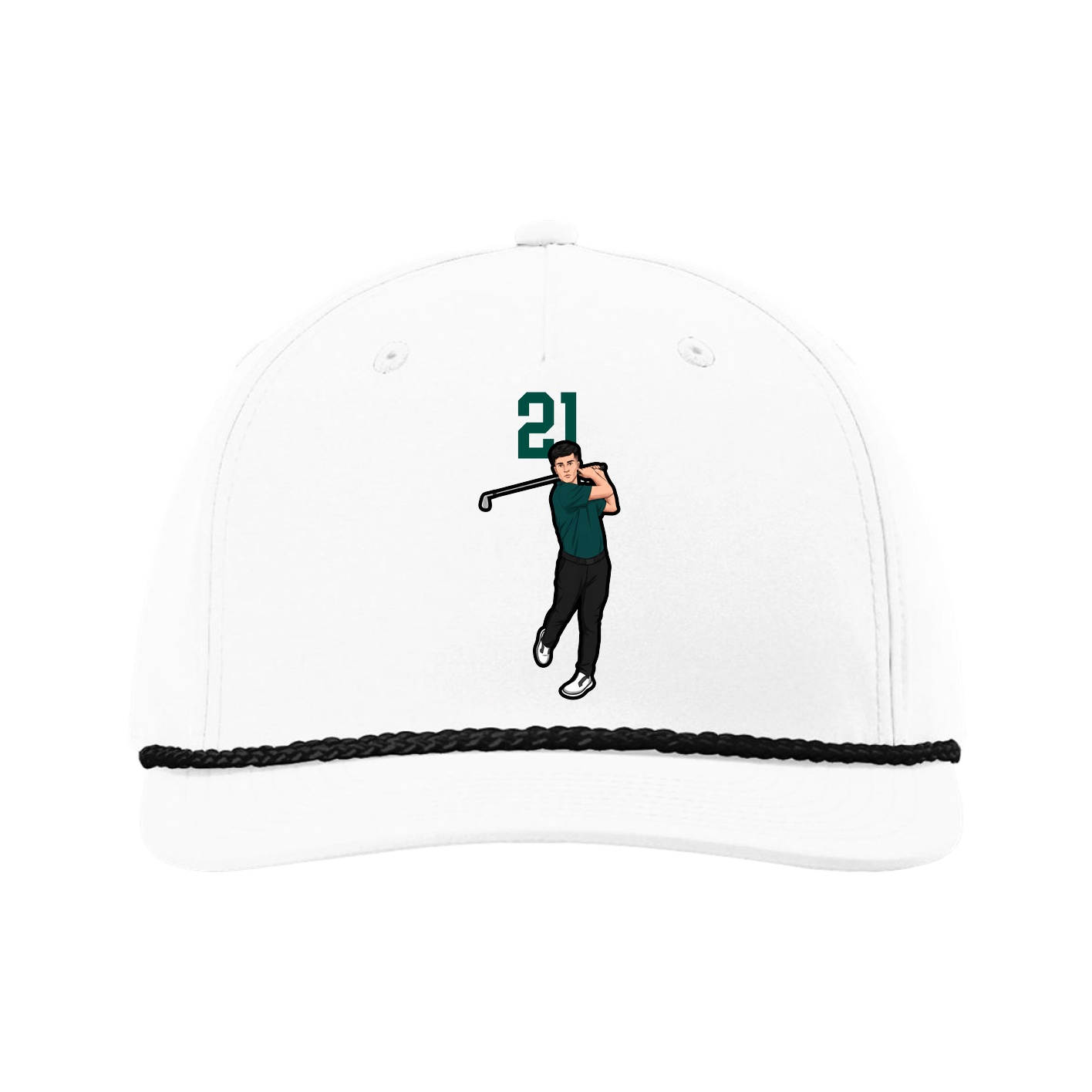 Five-Panel Classic Rope Cap — Number Top in White