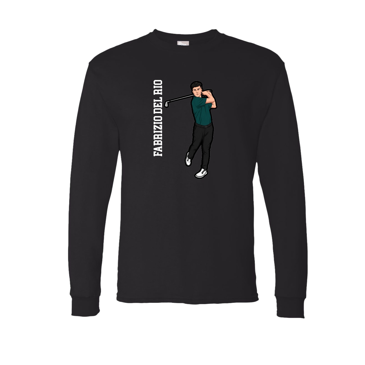 Long Sleeve Tee — Name Vertical in Black