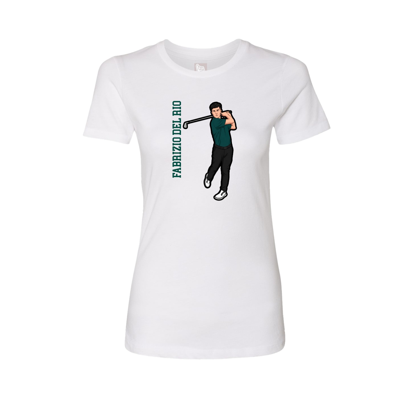 Womens Tee — Name Vertical in White