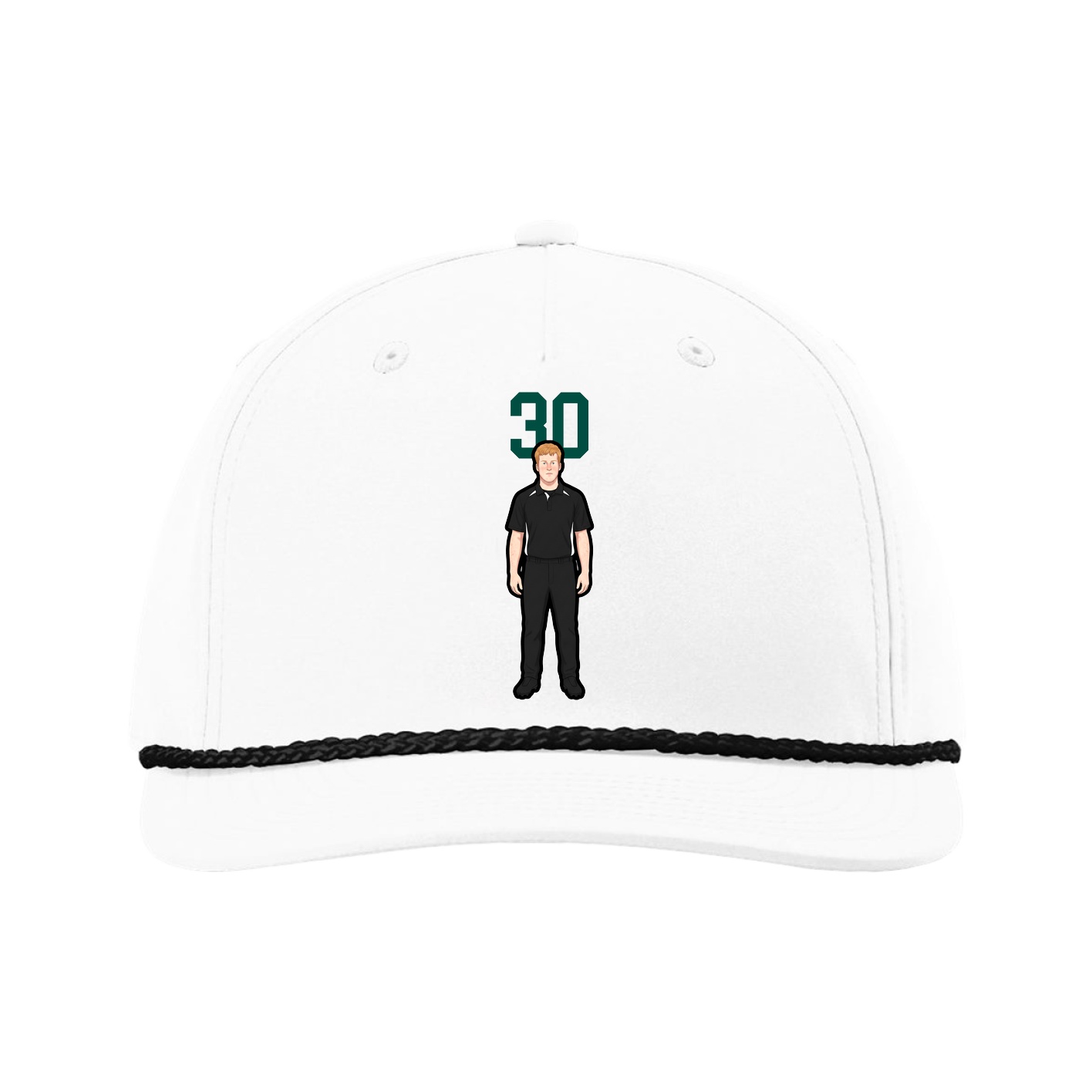 Five-Panel Classic Rope Cap — Number Top in White