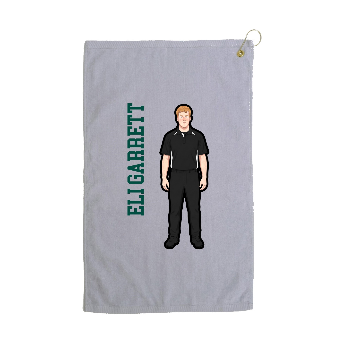 Golf Towel — Name Vertical in Grey