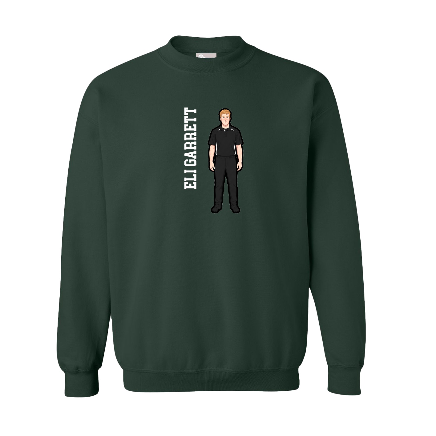 Fleece Crew — Name Vertical in Green
