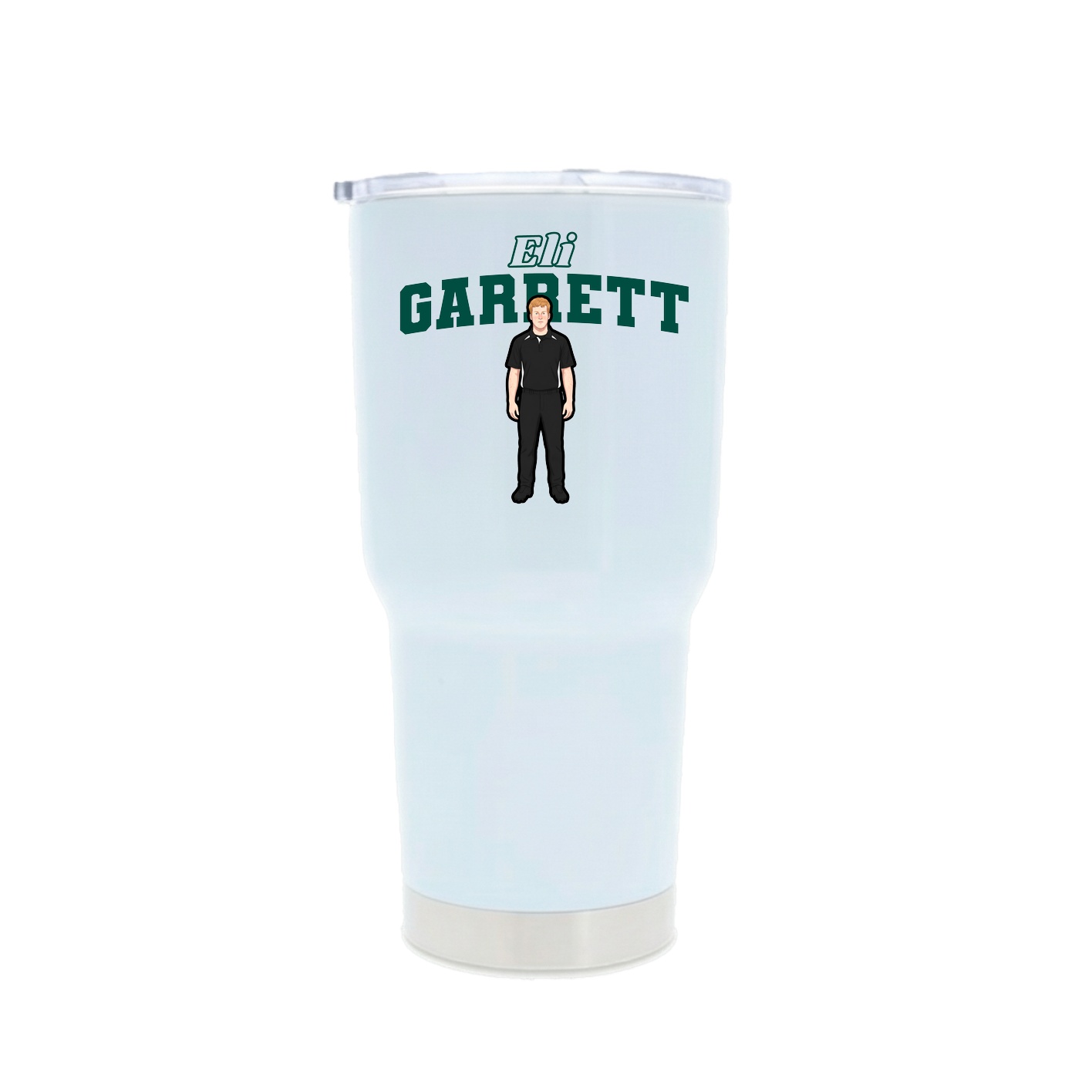 30oz Stainless Steel Tumbler — Name Arch in White