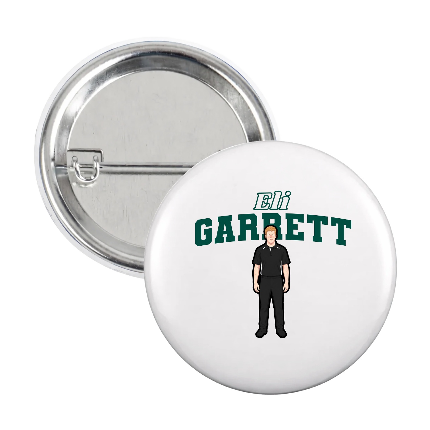Game Day Button — Name Arch in White