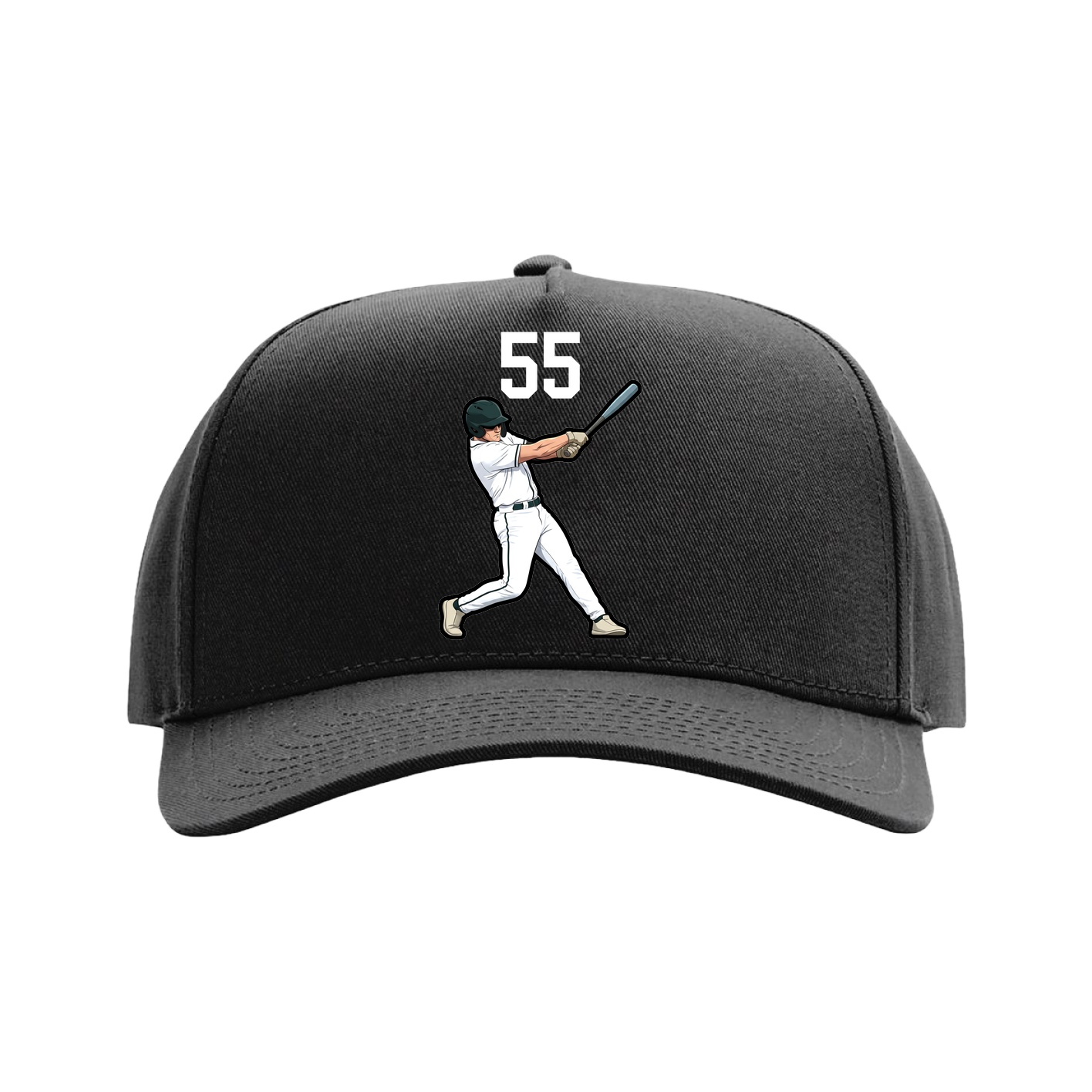 Full Fabric Five-Panel Champ Cap — Number Top in Black