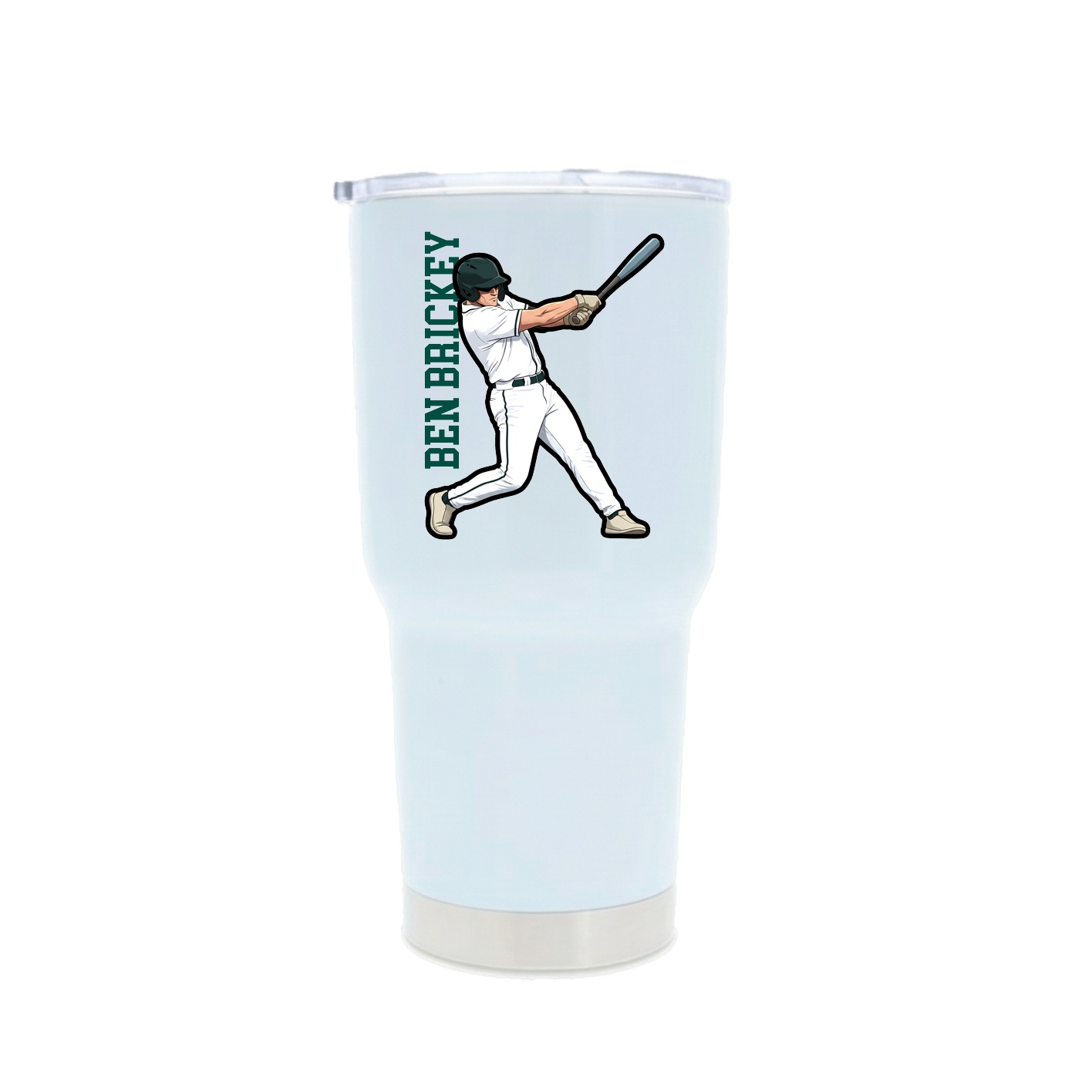 30oz Stainless Steel Tumbler — Name Vertical in White