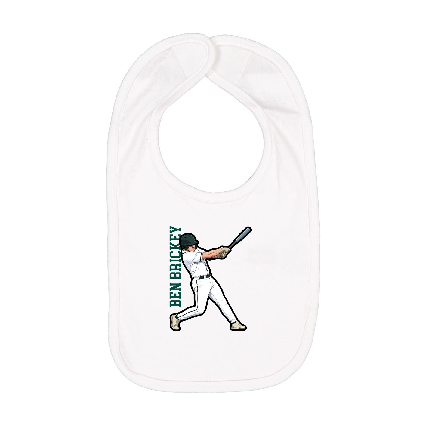 Infant Bib — Name Vertical in White