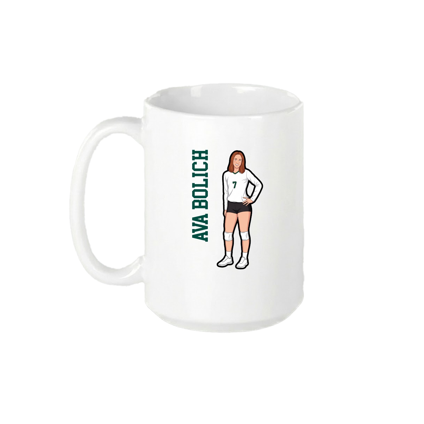 15oz Coffee Mug — Name Vertical in White
