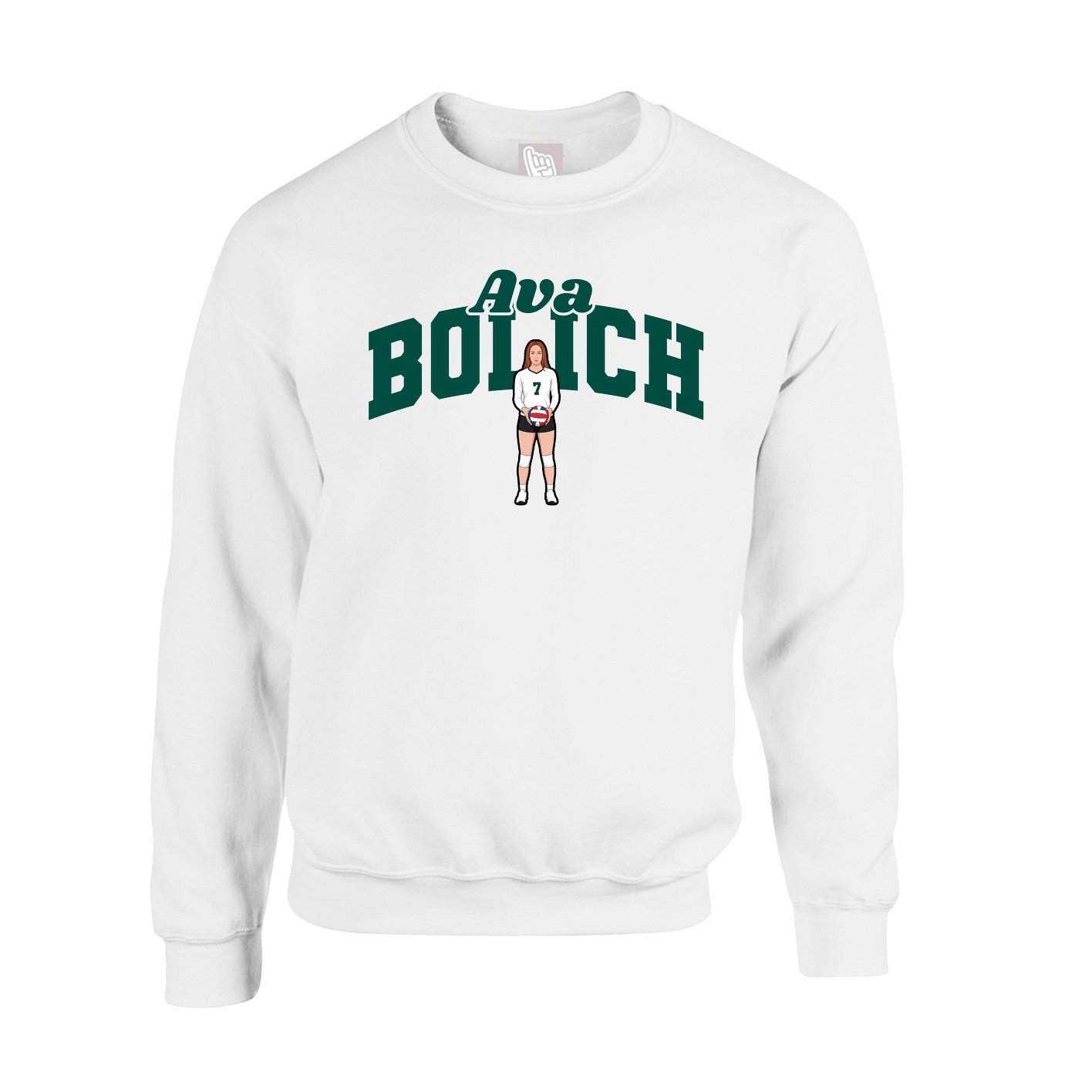 Fleece Crew — Signature Arch in White