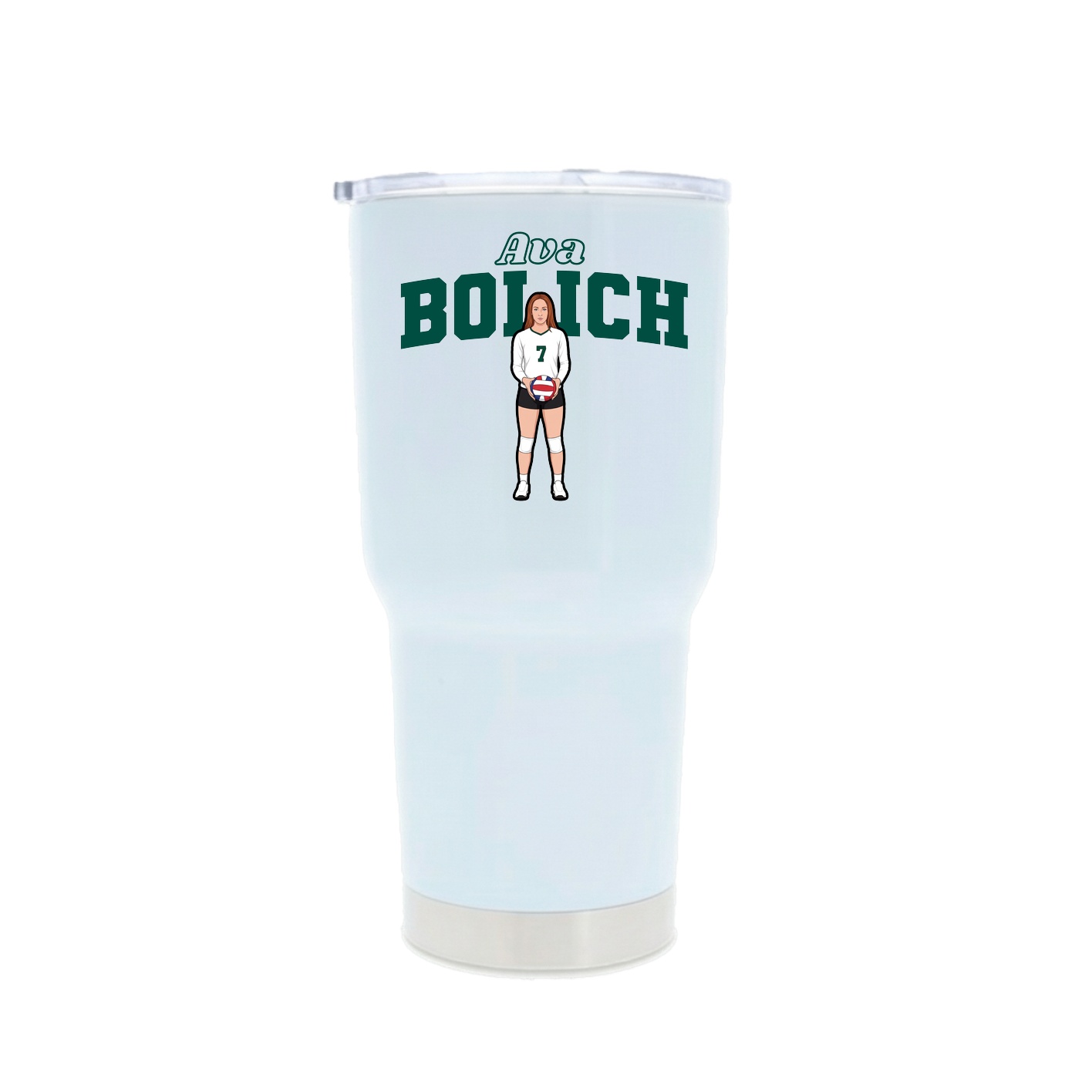 30oz Stainless Steel Tumbler — Name Arch in White