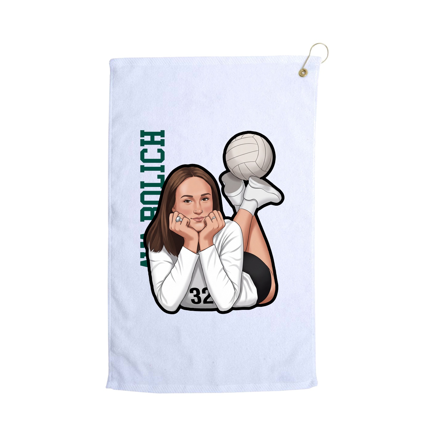 Golf Towel — Name Vertical in White