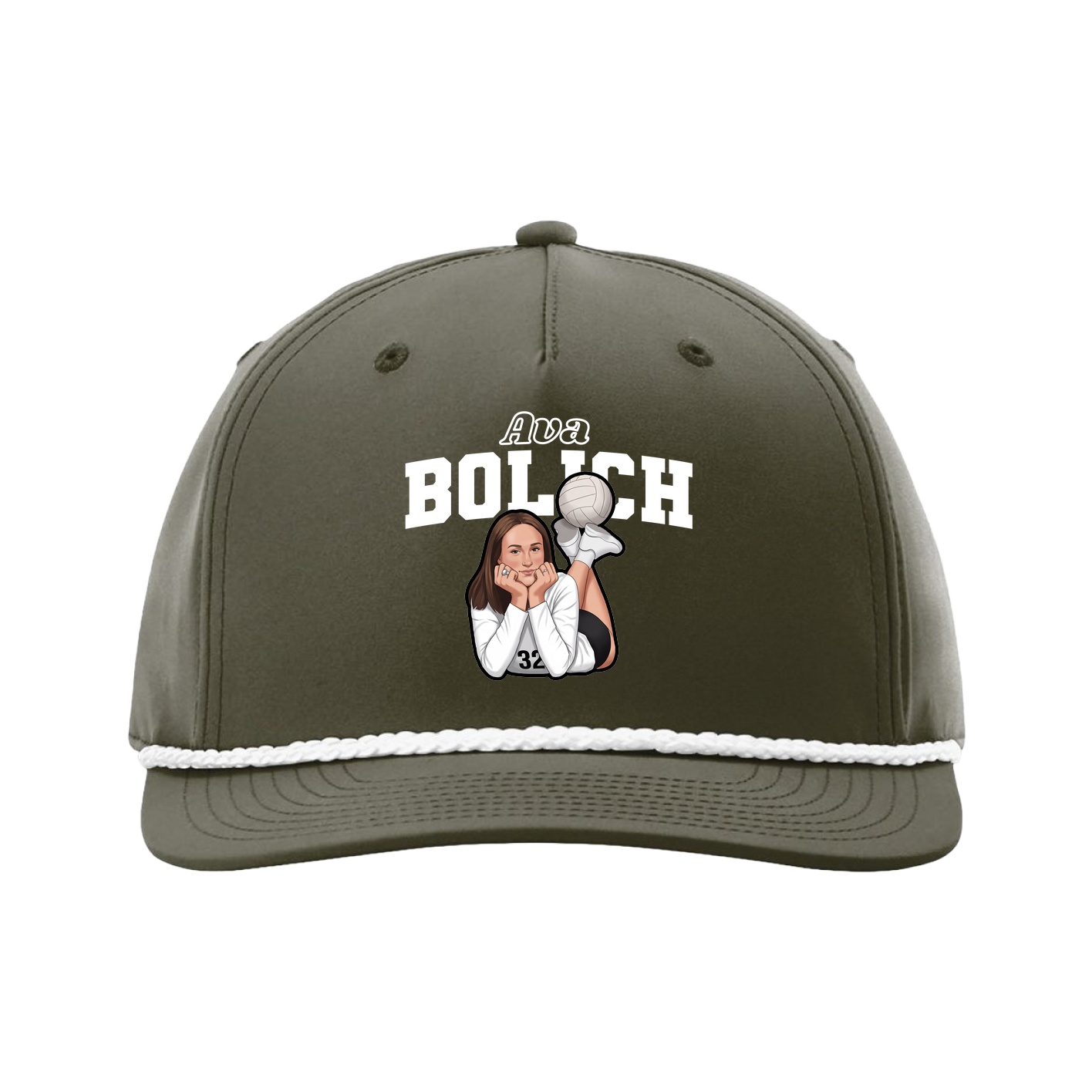 Five-Panel Classic Rope Cap — Name Arch in Green