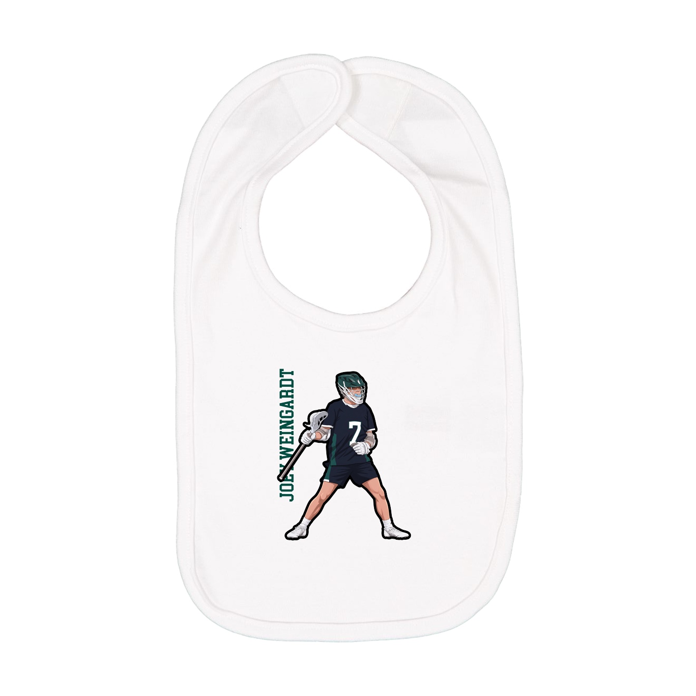 Infant Bib — Name Vertical in White