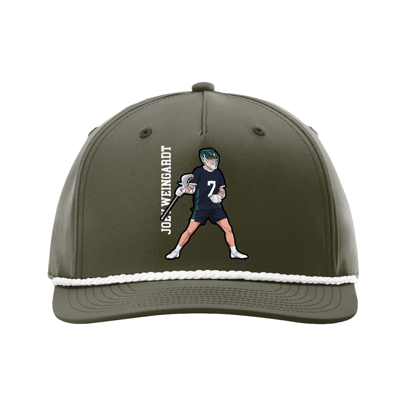 Five-Panel Classic Rope Cap — Name Vertical in Green