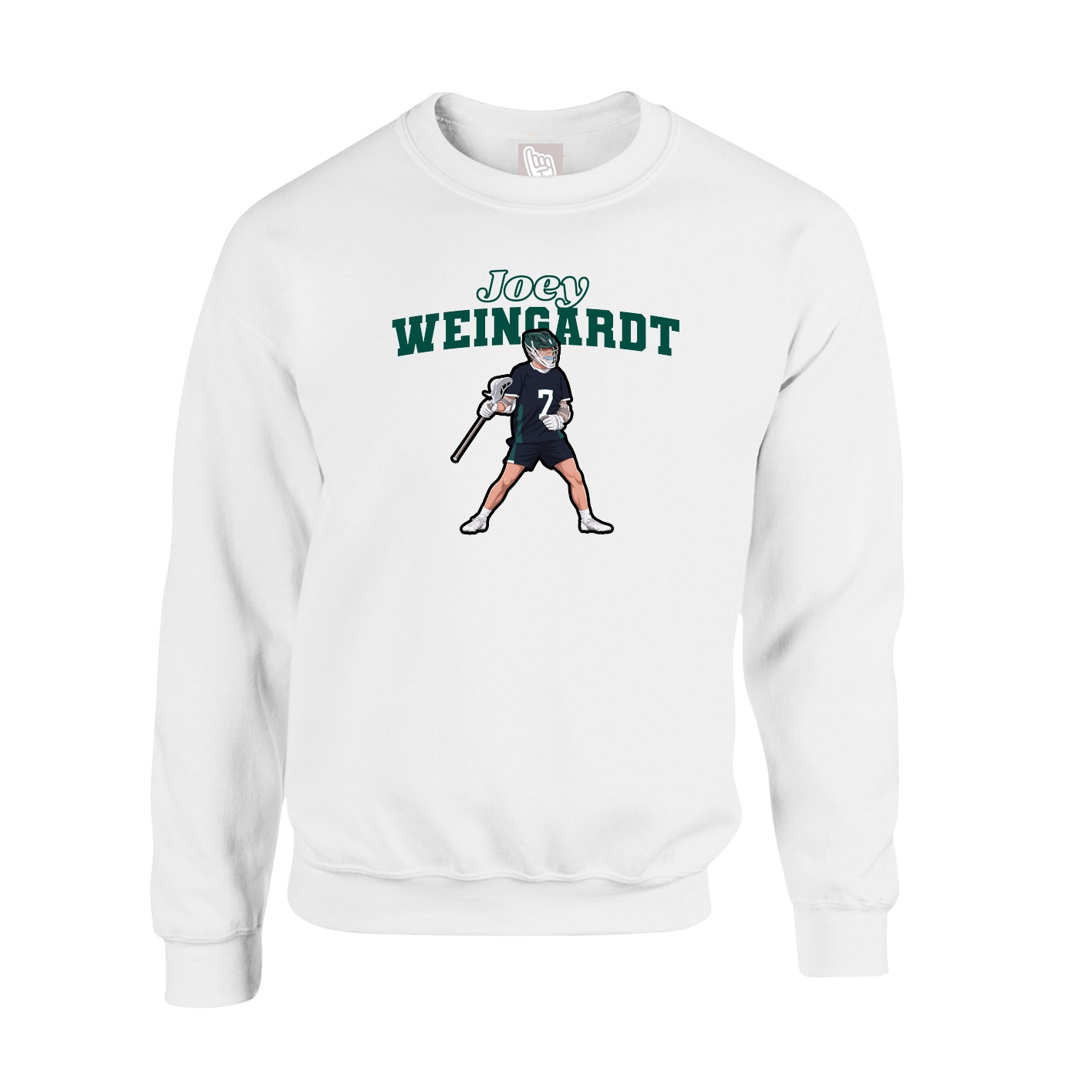 Fleece Crew — Name Arch in White