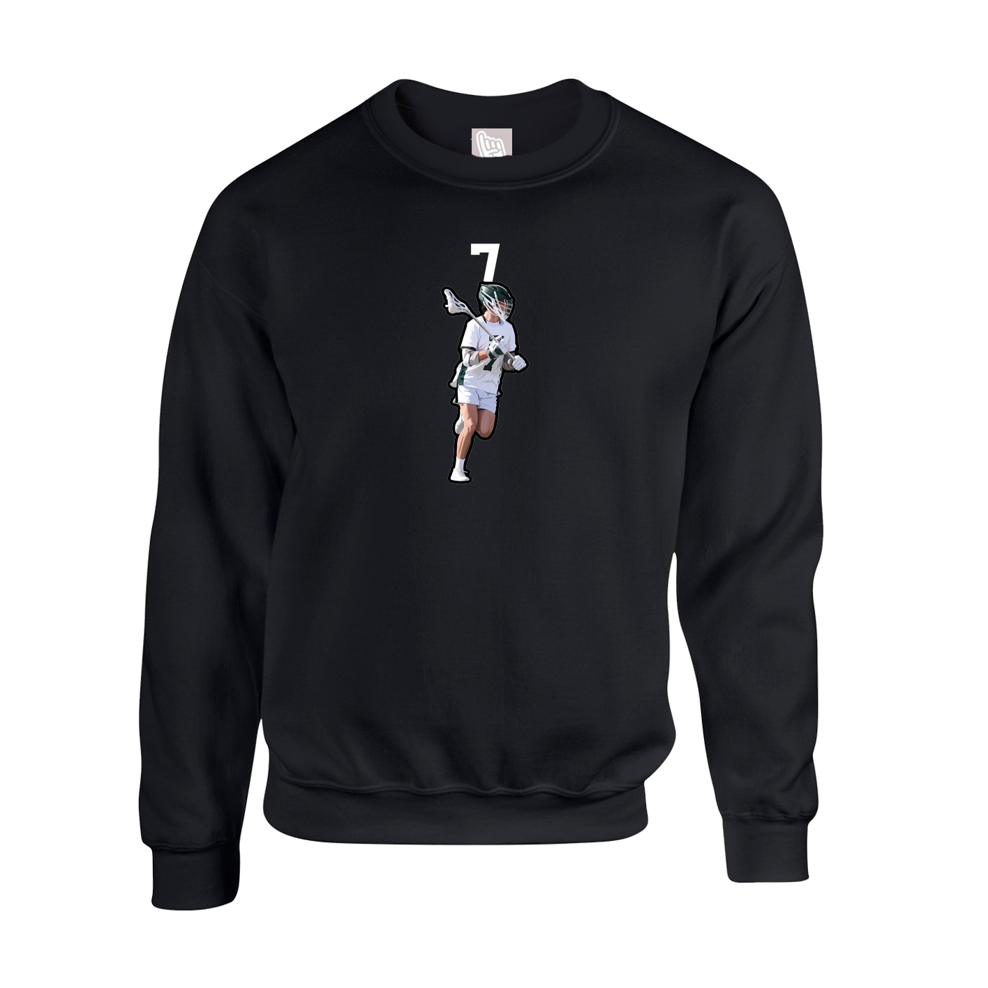 Fleece Crew — Number Top in Black