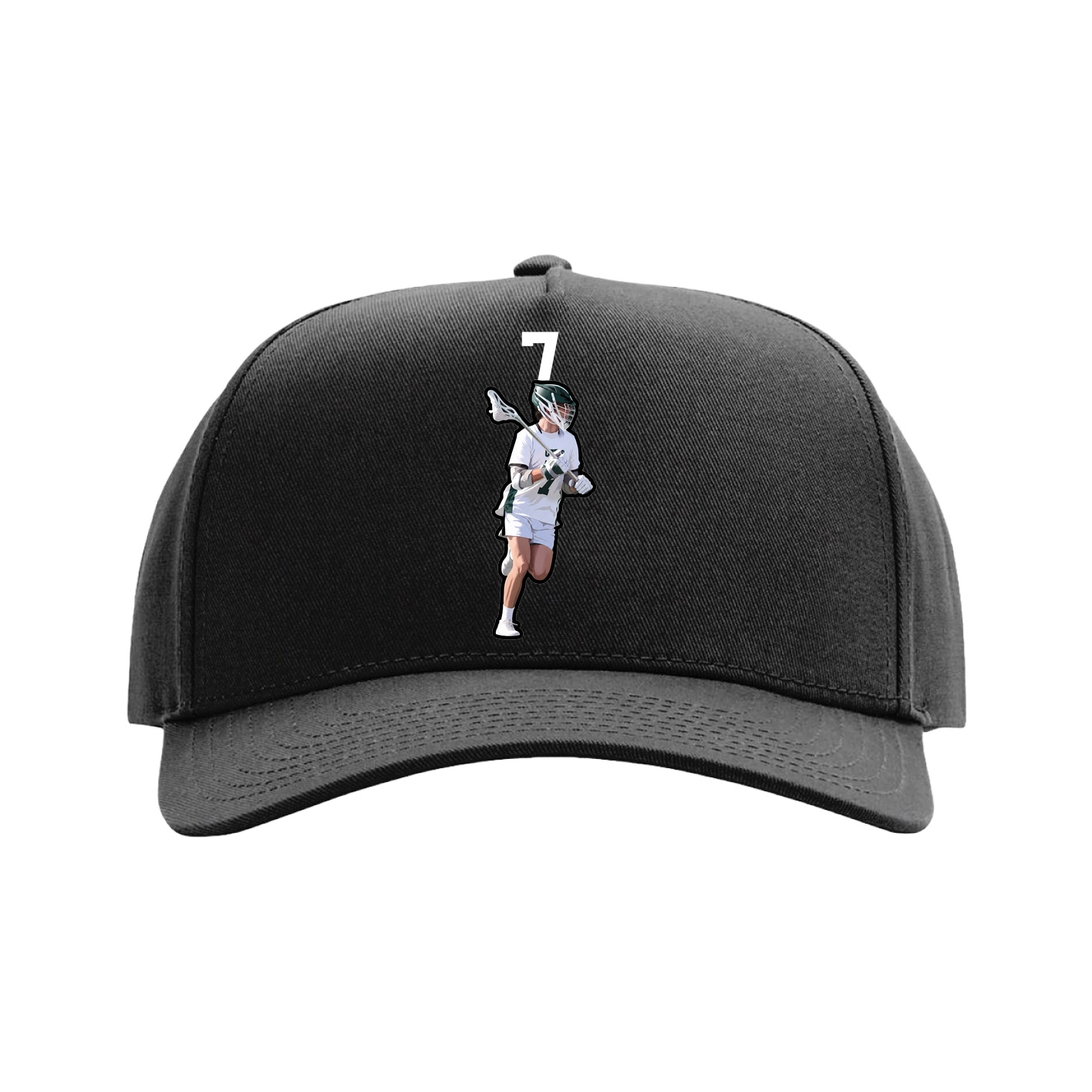 Full Fabric Five-Panel Champ Cap — Number Top in Black