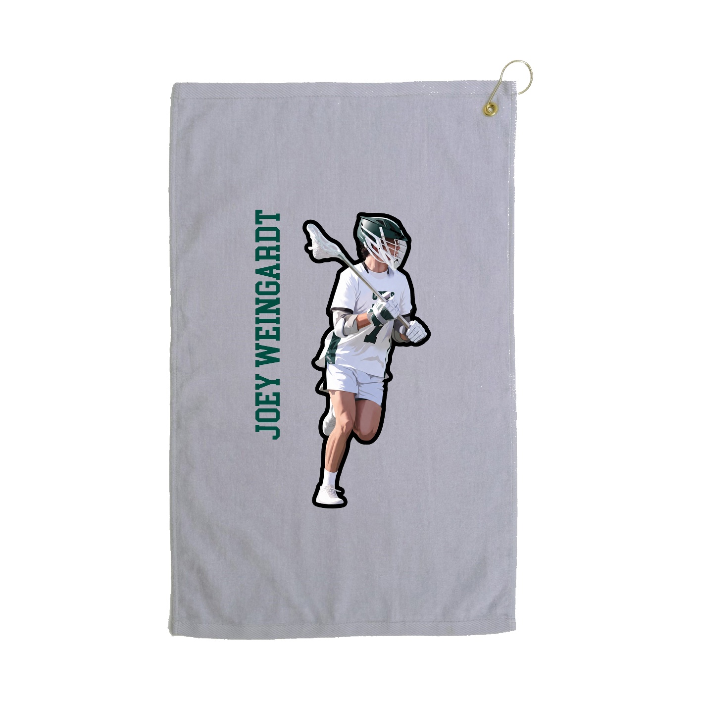 Golf Towel — Name Vertical in Grey