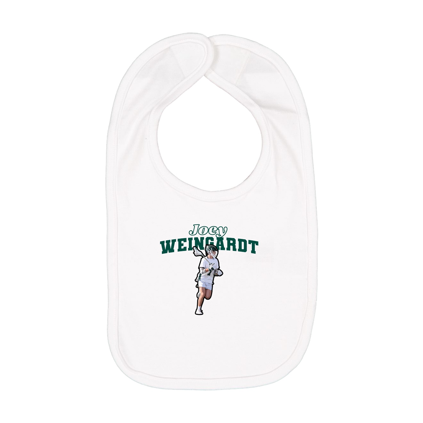 Infant Bib — Name Arch in White