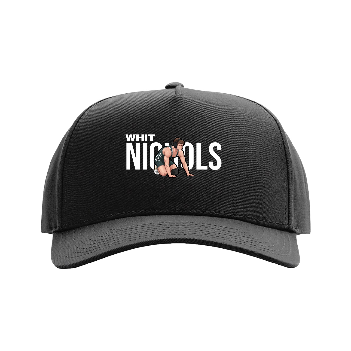 Full Fabric Five-Panel Champ Cap — Player Name in Black