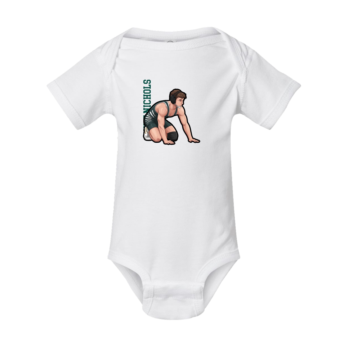 Baby Onesie — Name Vertical in White