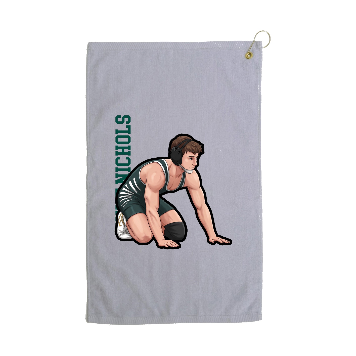 Golf Towel — Name Vertical in Grey