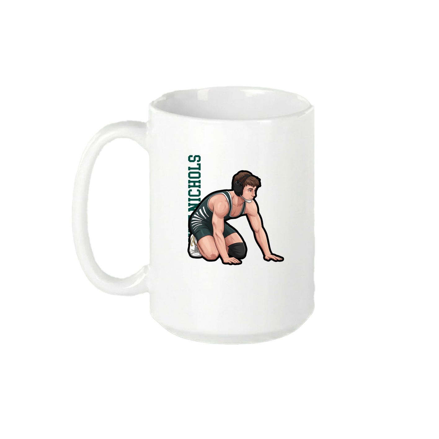 15oz Coffee Mug — Name Vertical in White