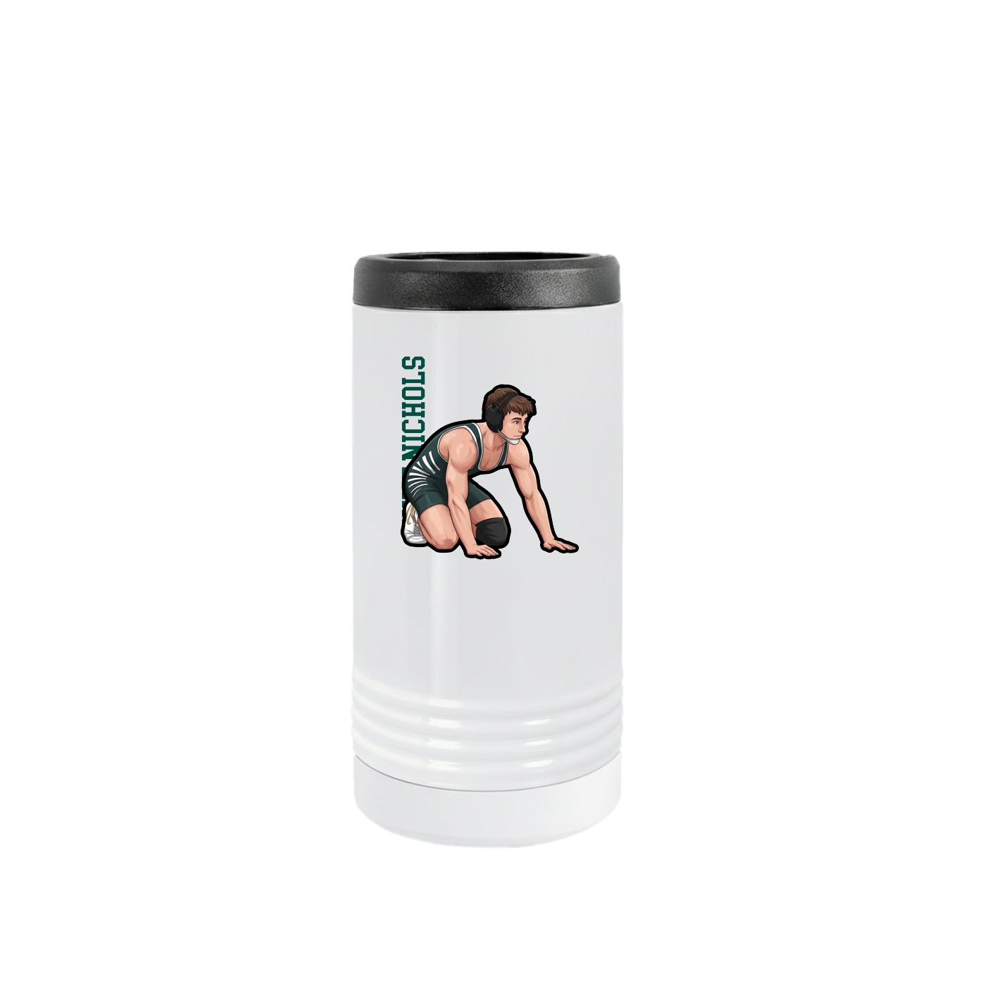 Slim Beverage Holder — Name Vertical in White
