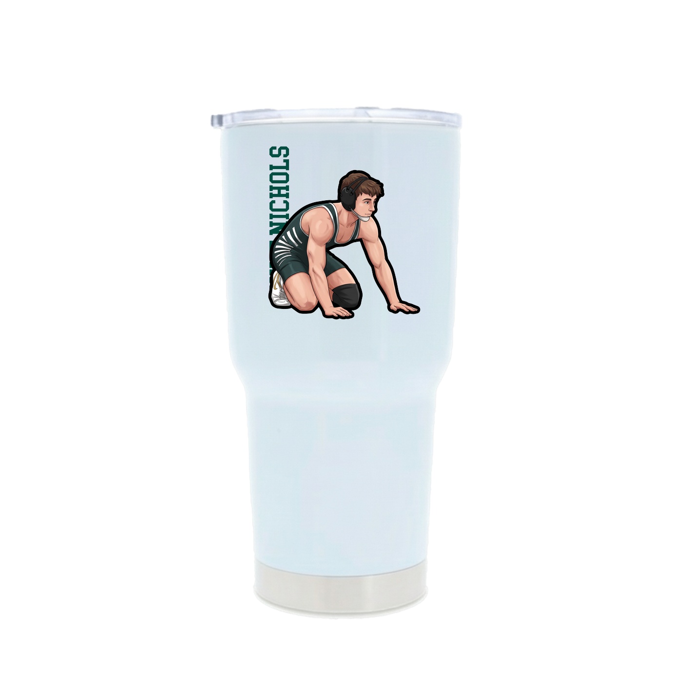 30oz Stainless Steel Tumbler — Name Vertical in White