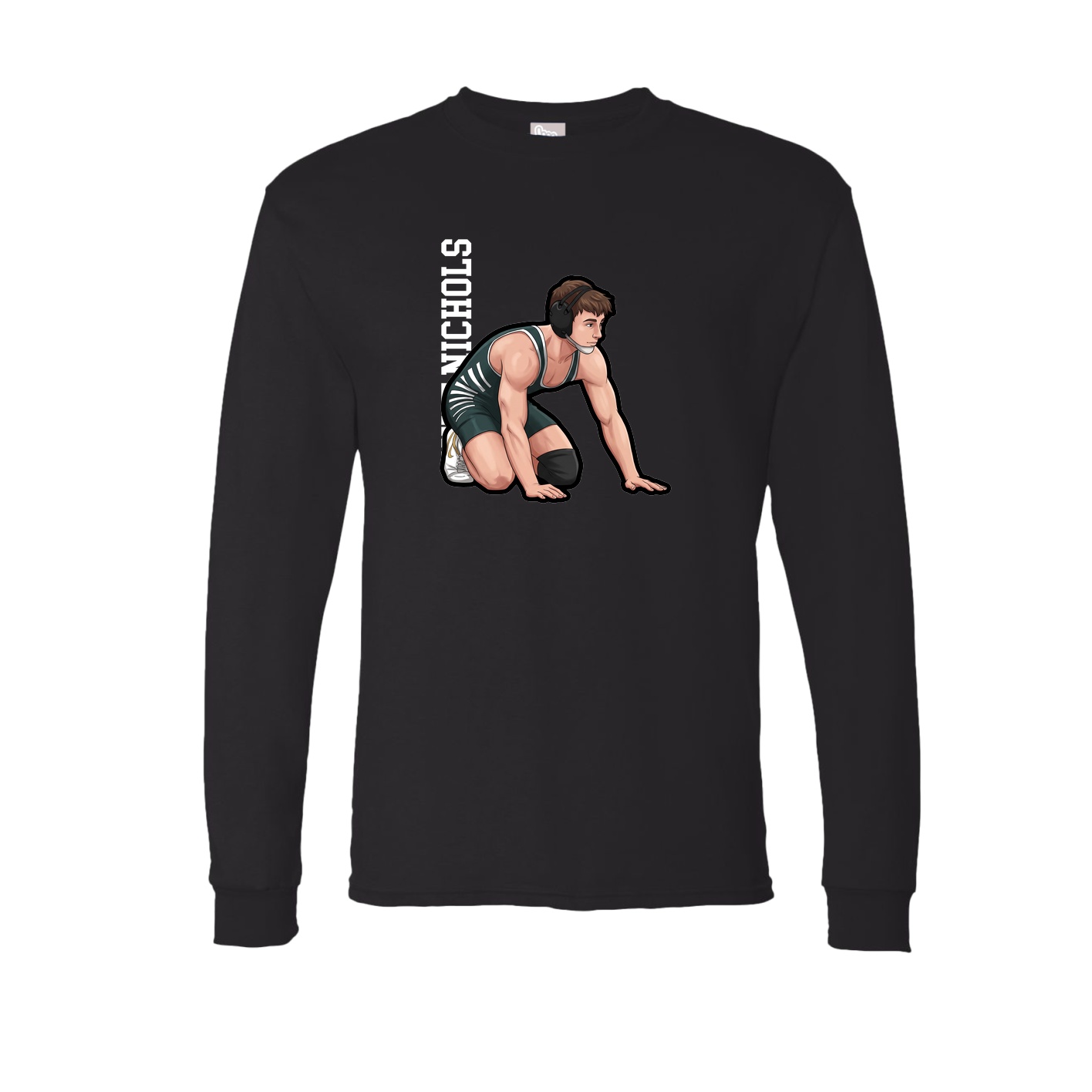 Long Sleeve Tee — Name Vertical in Black