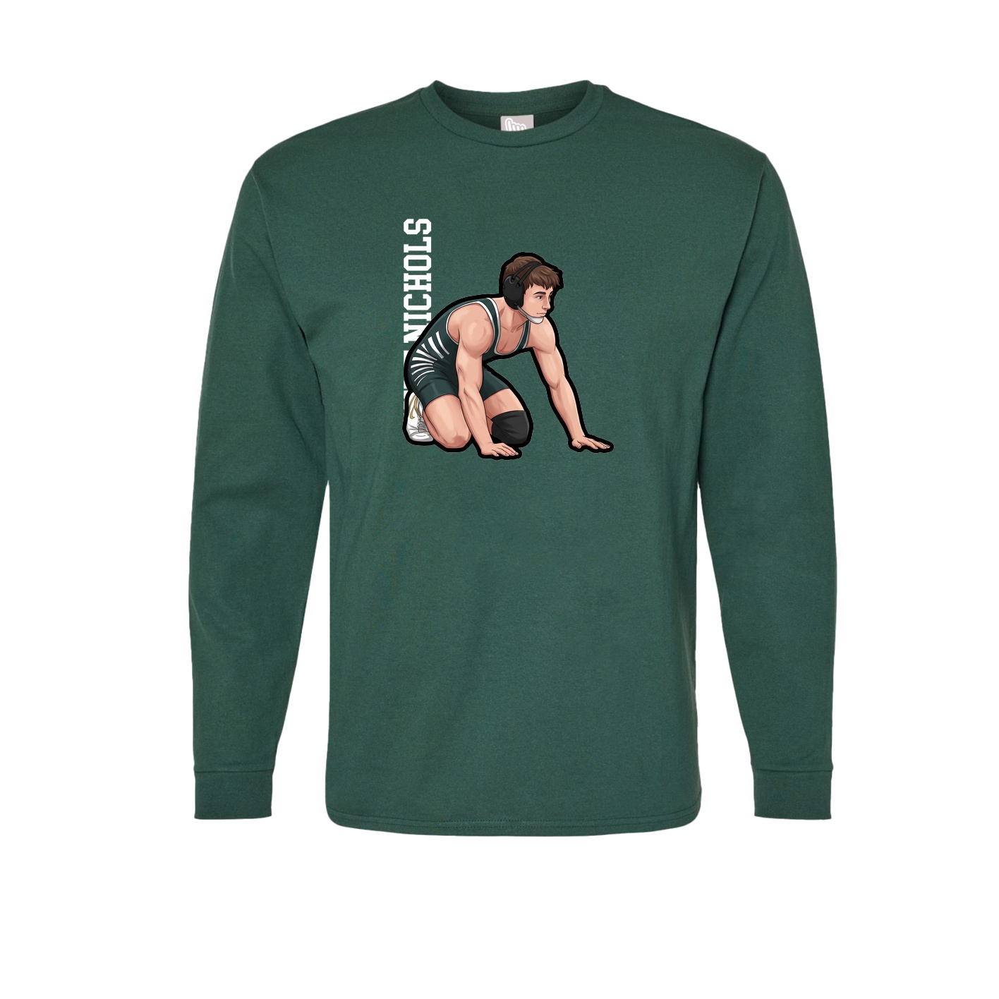 Long Sleeve Tee — Name Vertical in Green