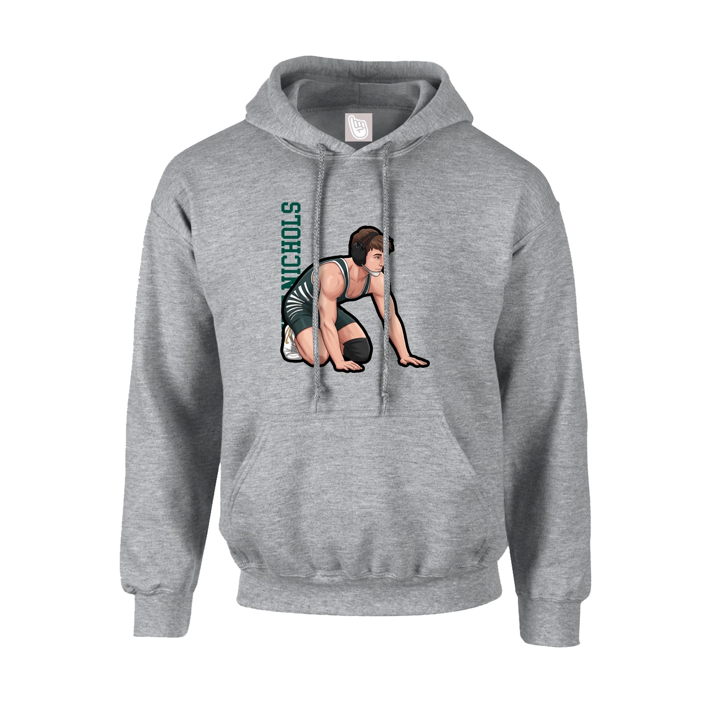 Hoodie — Name Vertical in Grey
