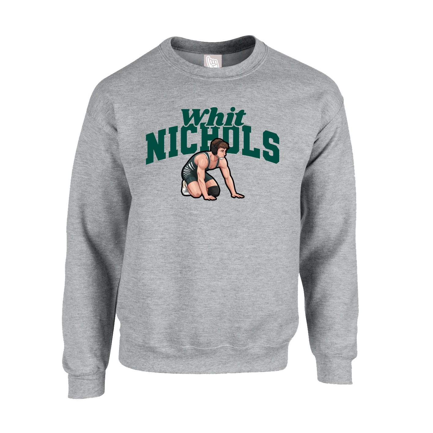 Fleece Crew — Signature Arch in Grey