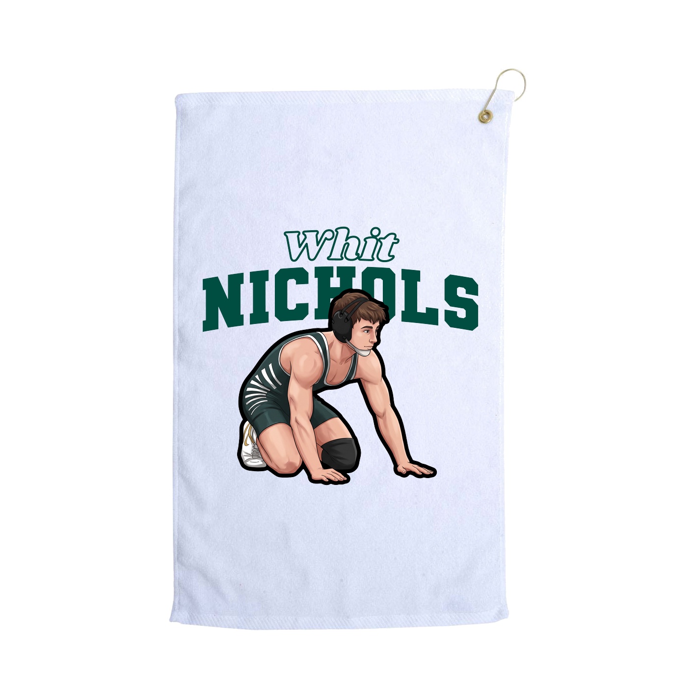 Golf Towel — Name Arch in White