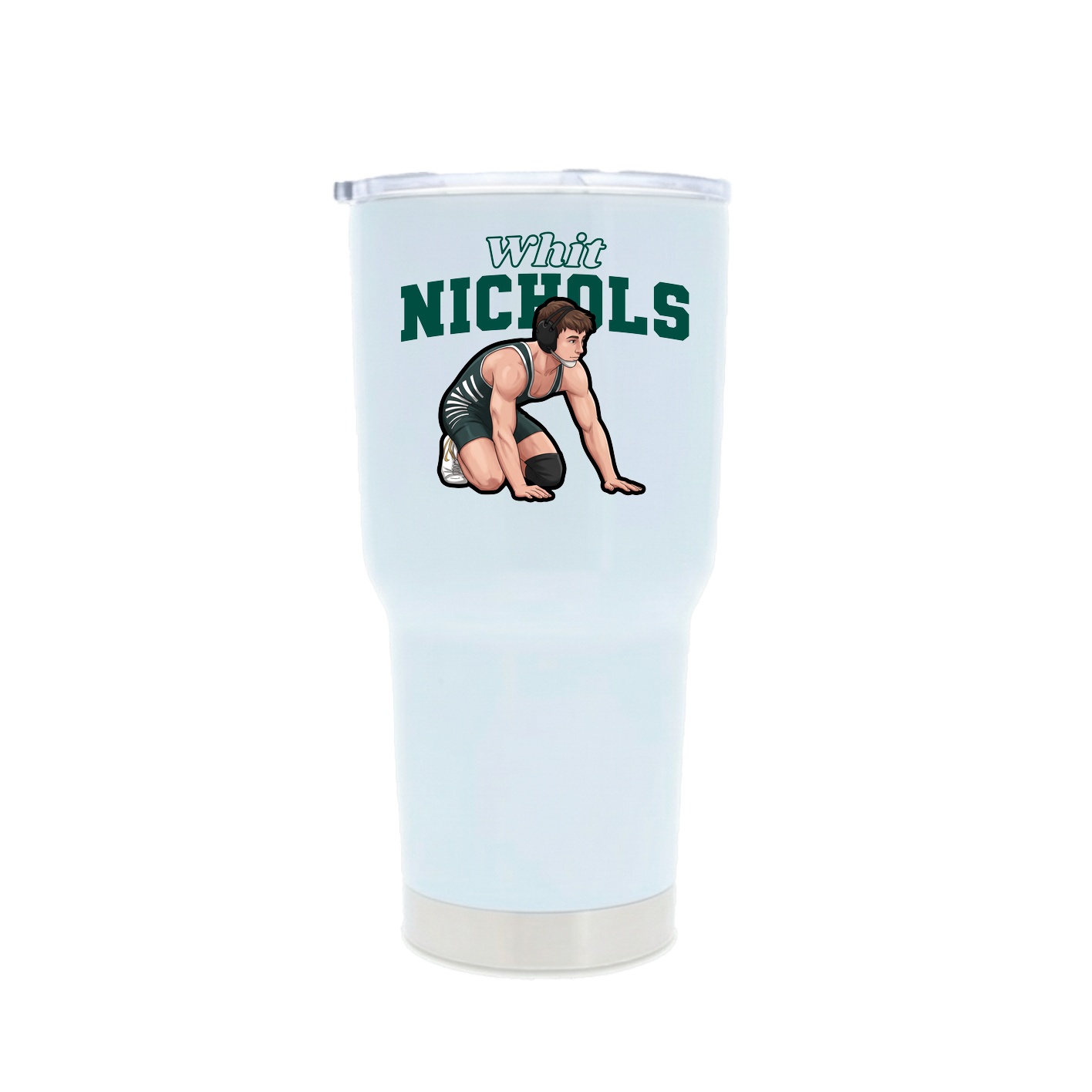 30oz Stainless Steel Tumbler — Name Arch in White
