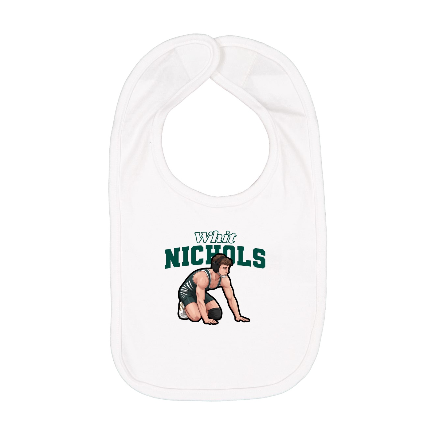 Infant Bib — Name Arch in White