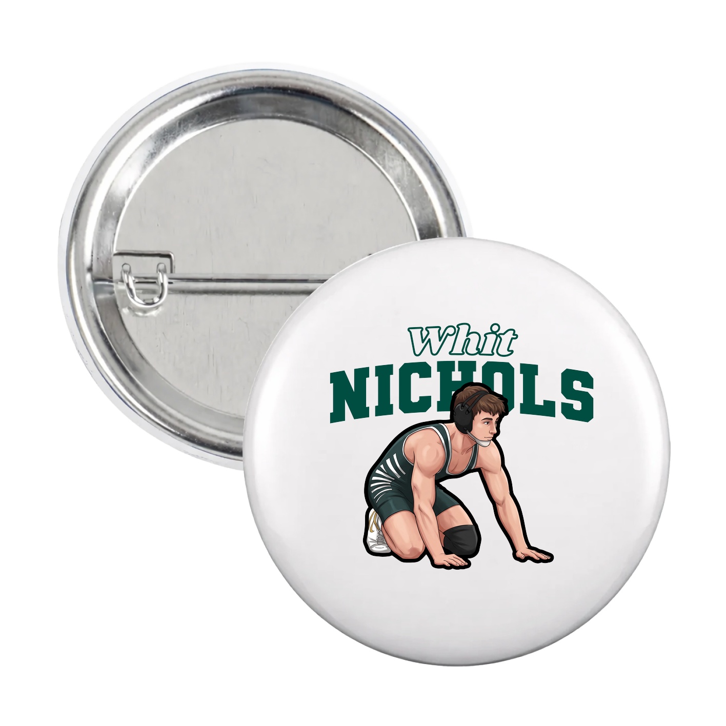 Game Day Button — Name Arch in White